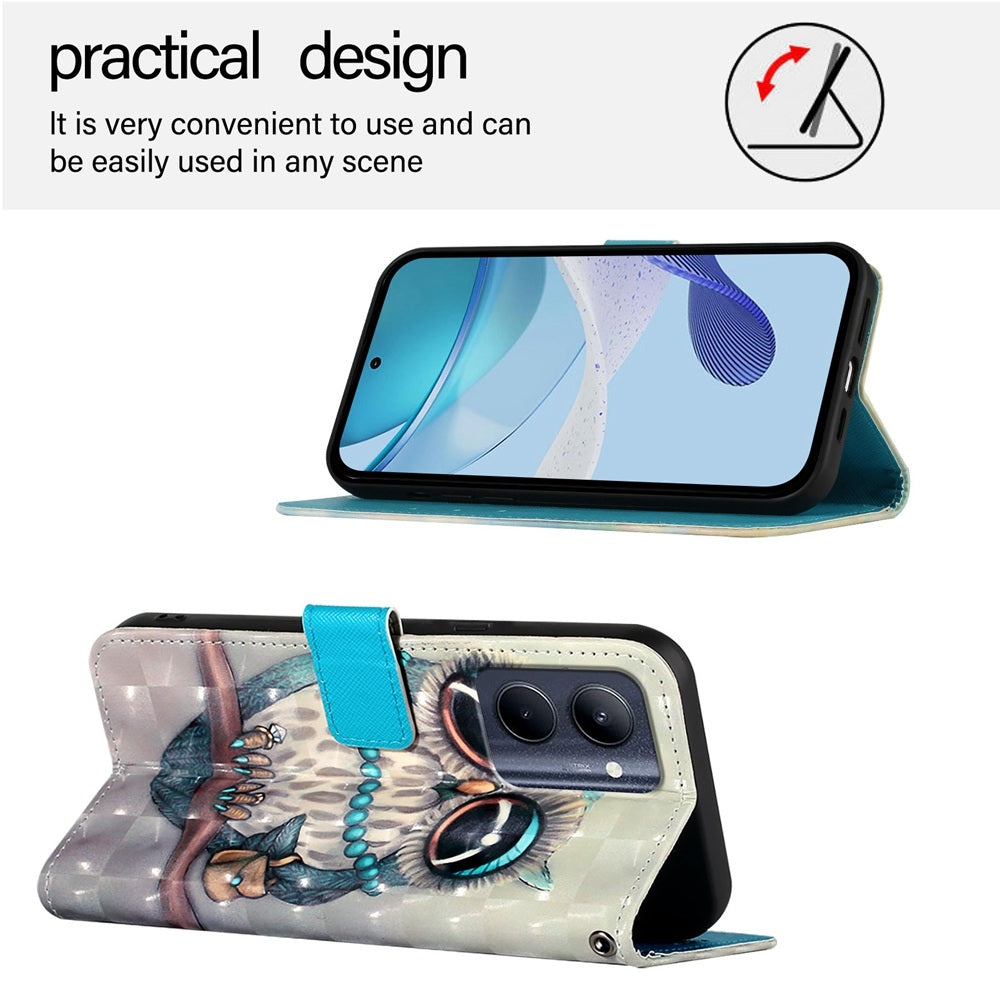 Realme C33 2023 Global Leather Flip Phone Case with 3D Painted Design, Card Holder, Wallet & Stand Function - Durable Protection & Easy Access