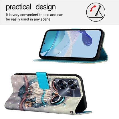 Realme Narzo N55 Leather Flip Phone Case with 3D Painted Design, Card Holder, Wallet & Stand Function - Durable Protection & Easy Access