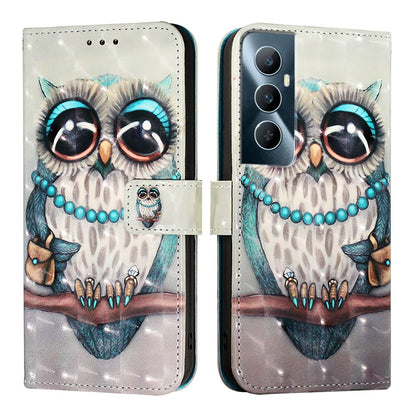 Realme C65 4G Global Leather Flip Phone Case with 3D Painted Design, Card Holder, Wallet & Stand Function - Durable Protection & Easy Access