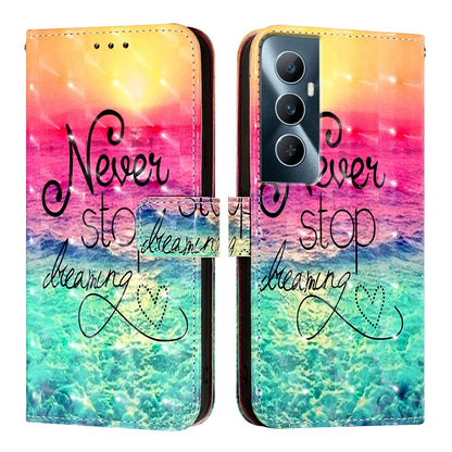 Realme C65 4G Global Leather Flip Phone Case with 3D Painted Design, Card Holder, Wallet & Stand Function - Durable Protection & Easy Access