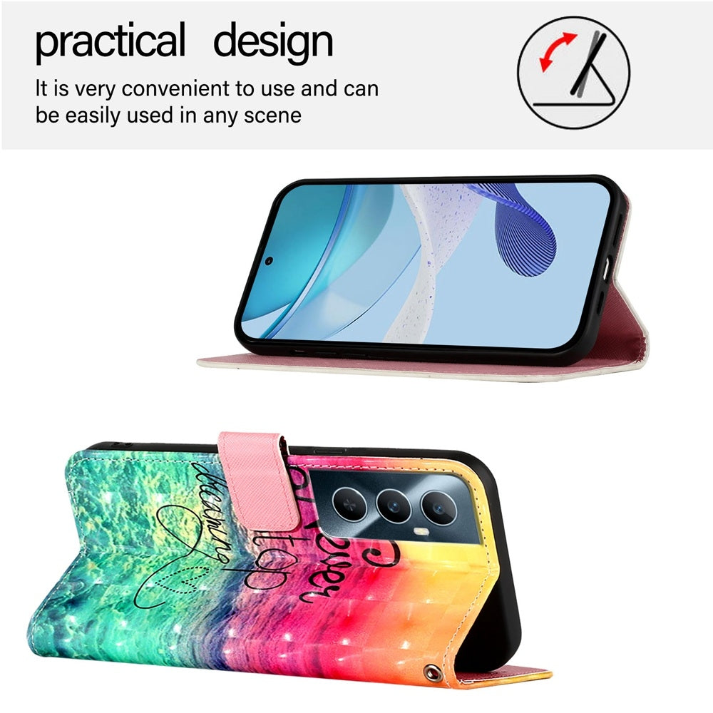 Realme C65 4G Global Leather Flip Phone Case with 3D Painted Design, Card Holder, Wallet & Stand Function - Durable Protection & Easy Access