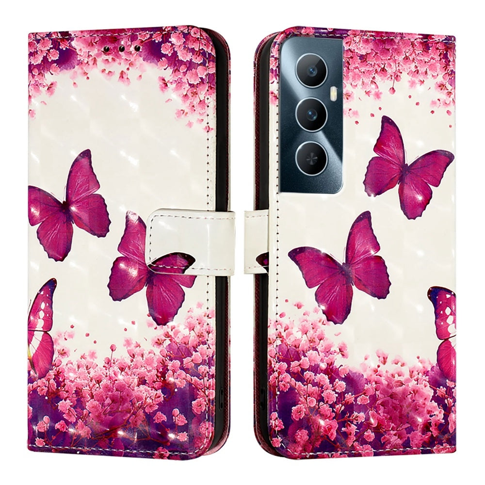 Realme C65 4G Global Leather Flip Phone Case with 3D Painted Design, Card Holder, Wallet & Stand Function - Durable Protection & Easy Access