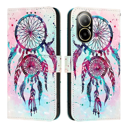 Realme C67 4G Global Leather Flip Phone Case with 3D Painted Design, Card Holder, Wallet & Stand Function - Durable Protection & Easy Access