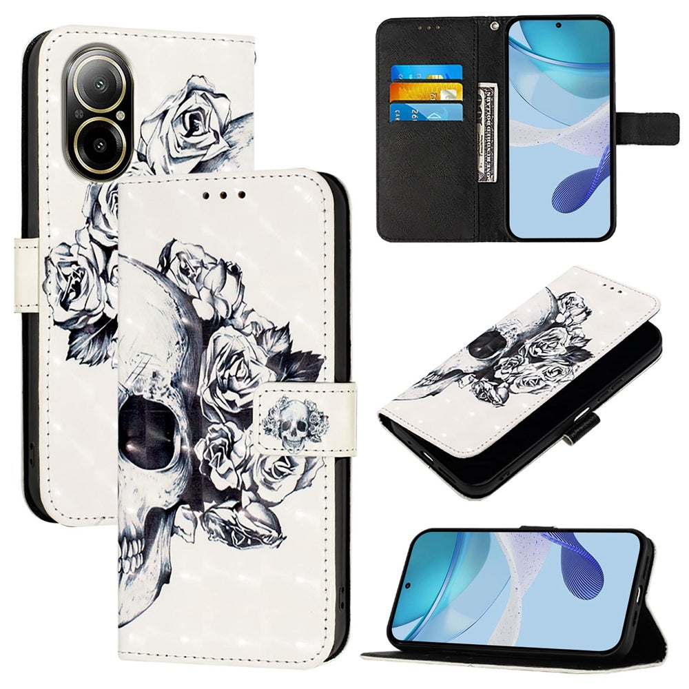 Realme C67 4G Global Leather Flip Phone Case with 3D Painted Design, Card Holder, Wallet & Stand Function - Durable Protection & Easy Access