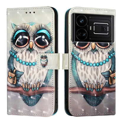 Realme GT 5G Leather Flip Phone Case with 3D Painted Design, Card Holder, Wallet & Stand Function - Durable Protection & Easy Access