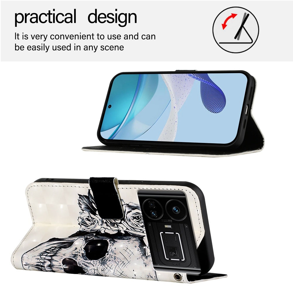 Realme GT Neo 5G Leather Flip Phone Case with 3D Painted Design, Card Holder, Wallet & Stand Function - Durable Protection & Easy Access