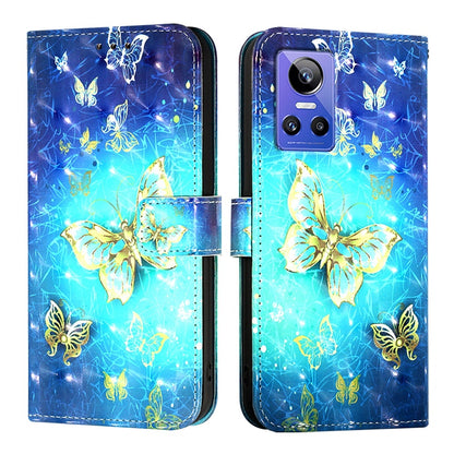 Realme GT Neo 3 Leather Flip Phone Case with 3D Painted Design, Card Holder, Wallet & Stand Function - Durable Protection & Easy Access