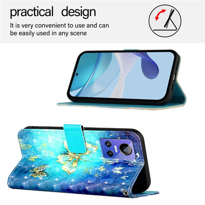 Realme GT Neo 3 Leather Flip Phone Case with 3D Painted Design, Card Holder, Wallet & Stand Function - Durable Protection & Easy Access