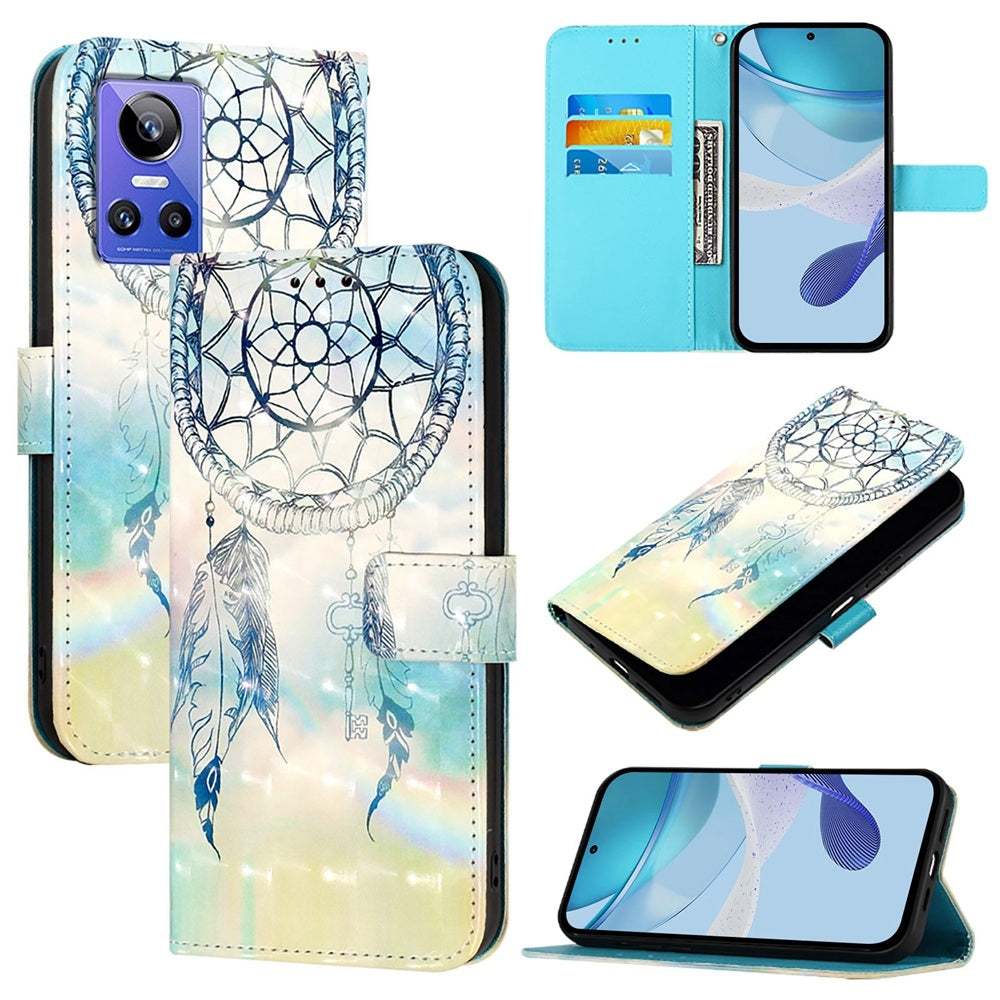 Realme GT Neo 3 Leather Flip Phone Case with 3D Painted Design, Card Holder, Wallet & Stand Function - Durable Protection & Easy Access