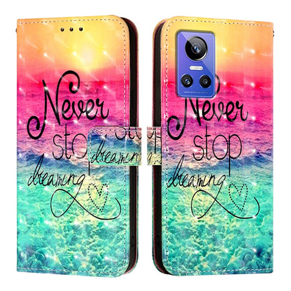 Realme GT Neo 3 Leather Flip Phone Case with 3D Painted Design, Card Holder, Wallet & Stand Function - Durable Protection & Easy Access