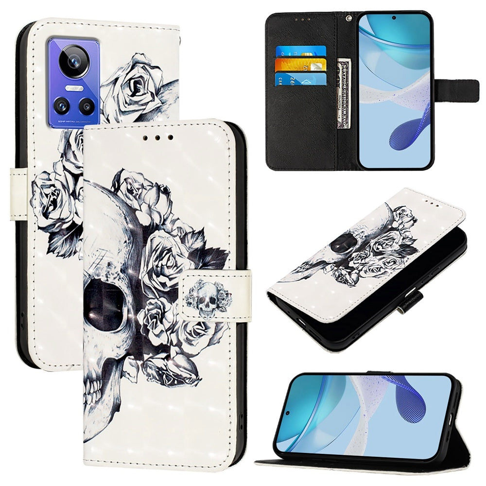 Realme GT Neo 3 Leather Flip Phone Case with 3D Painted Design, Card Holder, Wallet & Stand Function - Durable Protection & Easy Access