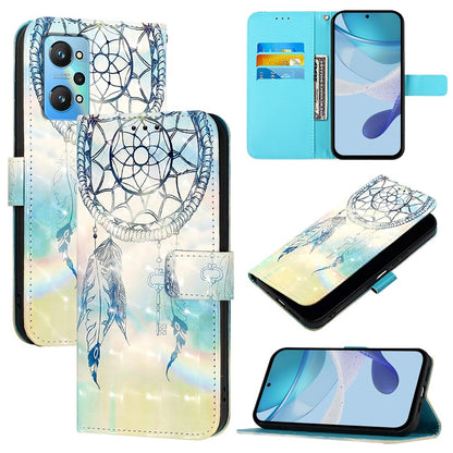 Realme GT Neo 3T Leather Flip Phone Case with 3D Painted Design, Card Holder, Wallet & Stand Function - Durable Protection & Easy Access