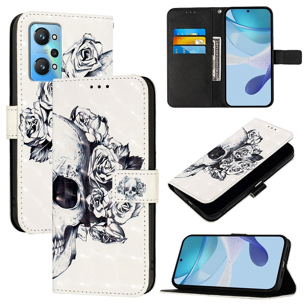 Realme GT Neo 3T Leather Flip Phone Case with 3D Painted Design, Card Holder, Wallet & Stand Function - Durable Protection & Easy Access