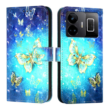 Realme GT3 Leather Flip Phone Case with 3D Painted Design, Card Holder, Wallet & Stand Function - Durable Protection & Easy Access