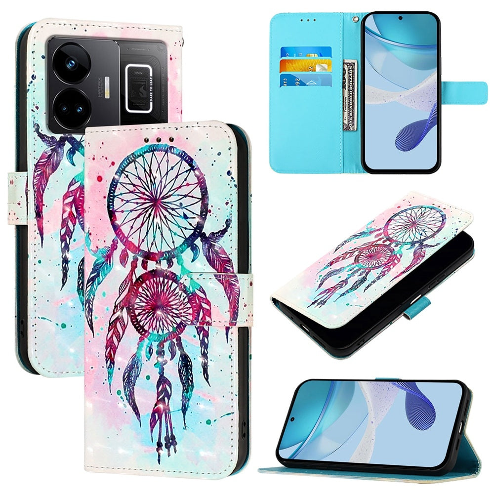 Realme GT Neo 5 240W Leather Flip Phone Case with 3D Painted Design, Card Holder, Wallet & Stand Function - Durable Protection & Easy Access