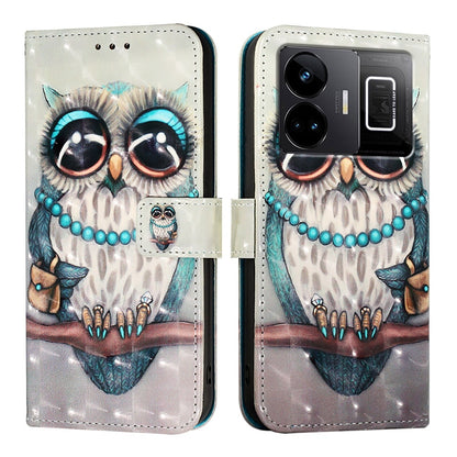 Realme GT Neo 5 240W Leather Flip Phone Case with 3D Painted Design, Card Holder, Wallet & Stand Function - Durable Protection & Easy Access