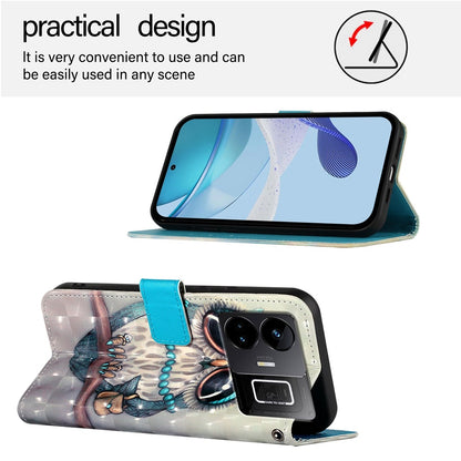 Realme GT3 Leather Flip Phone Case with 3D Painted Design, Card Holder, Wallet & Stand Function - Durable Protection & Easy Access