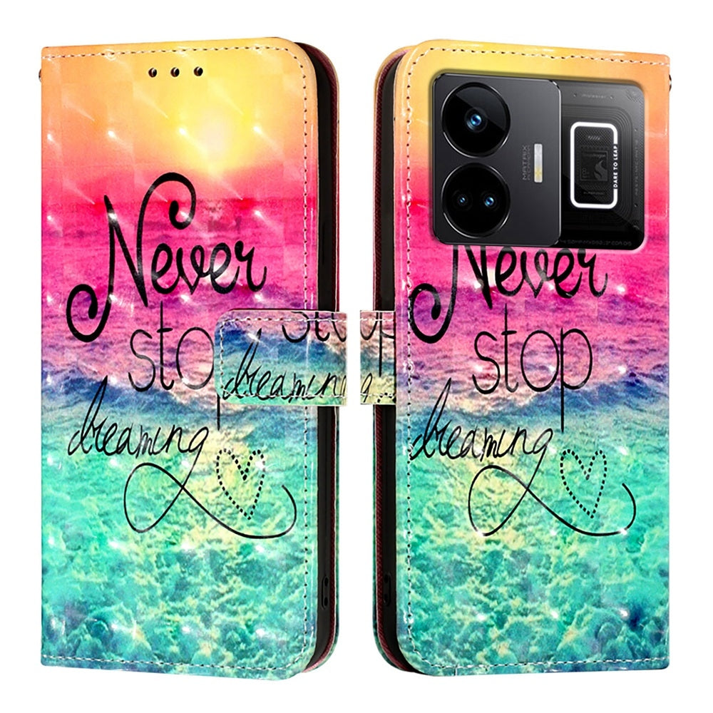 Realme GT Neo 5 240W Leather Flip Phone Case with 3D Painted Design, Card Holder, Wallet & Stand Function - Durable Protection & Easy Access