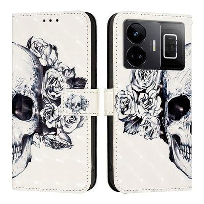 Realme GT3 Leather Flip Phone Case with 3D Painted Design, Card Holder, Wallet & Stand Function - Durable Protection & Easy Access