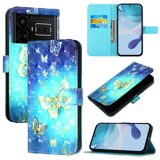 Realme GT5 Leather Flip Phone Case with 3D Painted Design, Card Holder, Wallet & Stand Function - Durable Protection & Easy Access