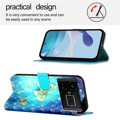 Realme GT5 Leather Flip Phone Case with 3D Painted Design, Card Holder, Wallet & Stand Function - Durable Protection & Easy Access