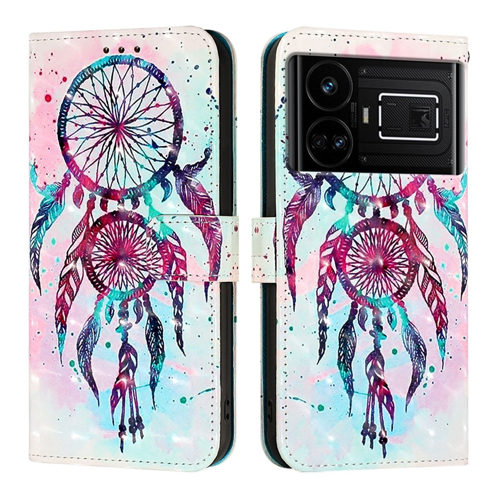 Realme GT5 Leather Flip Phone Case with 3D Painted Design, Card Holder, Wallet & Stand Function - Durable Protection & Easy Access