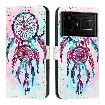 Realme GT5 Leather Flip Phone Case with 3D Painted Design, Card Holder, Wallet & Stand Function - Durable Protection & Easy Access