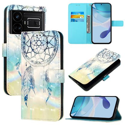 Realme GT5 Leather Flip Phone Case with 3D Painted Design, Card Holder, Wallet & Stand Function - Durable Protection & Easy Access