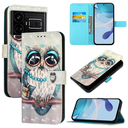 Realme GT5 240W Leather Flip Phone Case with 3D Painted Design, Card Holder, Wallet & Stand Function - Durable Protection & Easy Access