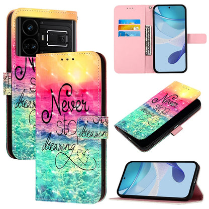 Realme GT5 Leather Flip Phone Case with 3D Painted Design, Card Holder, Wallet & Stand Function - Durable Protection & Easy Access