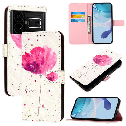 Realme GT5 Leather Flip Phone Case with 3D Painted Design, Card Holder, Wallet & Stand Function - Durable Protection & Easy Access