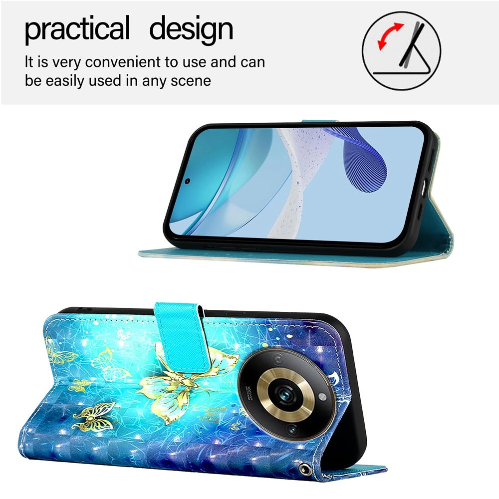 Realme Narzo 60 Pro Global Leather Flip Phone Case with 3D Painted Design, Card Holder, Wallet & Stand Function - Durable Protection & Easy Access