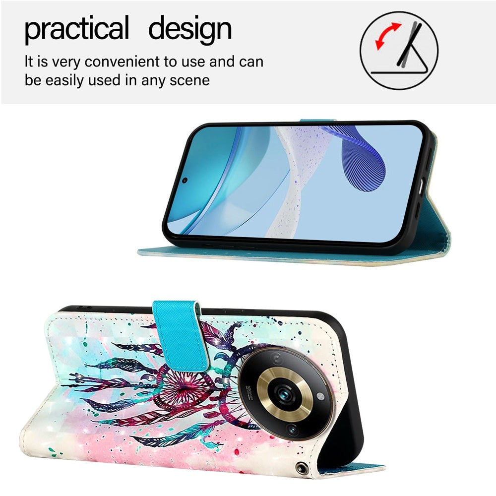 Realme Narzo 60 Pro Global Leather Flip Phone Case with 3D Painted Design, Card Holder, Wallet & Stand Function - Durable Protection & Easy Access