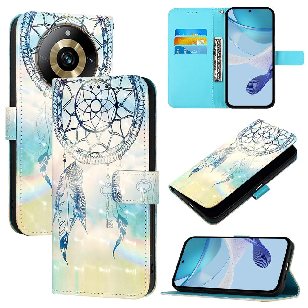 Realme Narzo 60 Pro Global Leather Flip Phone Case with 3D Painted Design, Card Holder, Wallet & Stand Function - Durable Protection & Easy Access