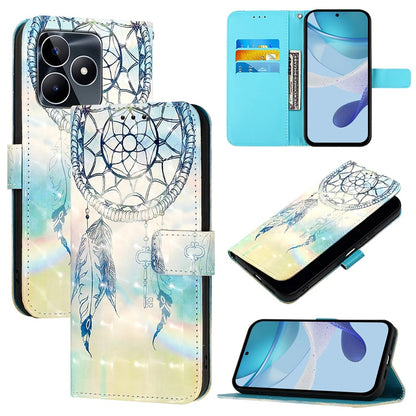 Realme Note 50 Leather Flip Phone Case with 3D Painted Design, Card Holder, Wallet & Stand Function - Durable Protection & Easy Access