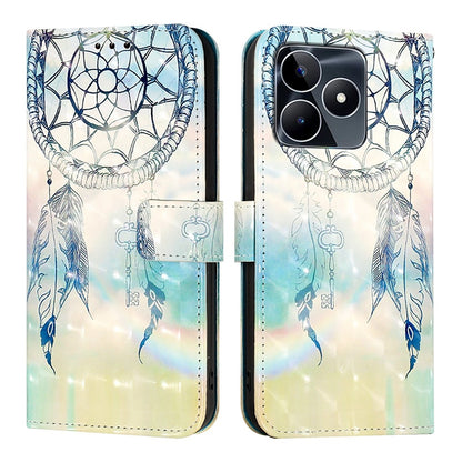 Realme Note 50 Leather Flip Phone Case with 3D Painted Design, Card Holder, Wallet & Stand Function - Durable Protection & Easy Access