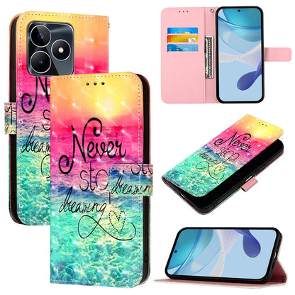 Realme C51 Leather Flip Phone Case with 3D Painted Design, Card Holder, Wallet & Stand Function - Durable Protection & Easy Access