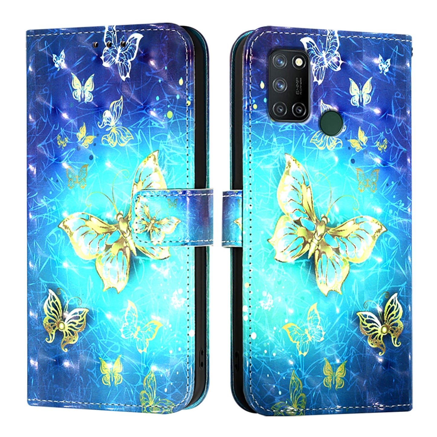 Realme C17 Leather Flip Phone Case with 3D Painted Design, Card Holder, Wallet & Stand Function - Durable Protection & Easy Access