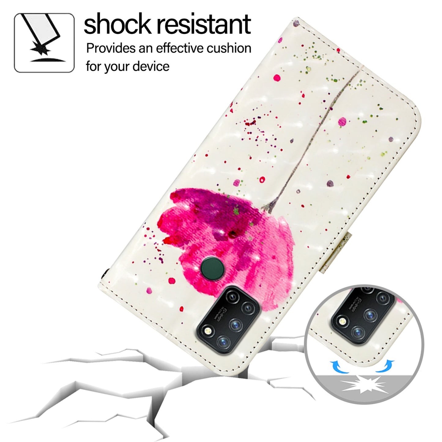 Realme 7i Leather Flip Phone Case with 3D Painted Design, Card Holder, Wallet & Stand Function - Durable Protection & Easy Access