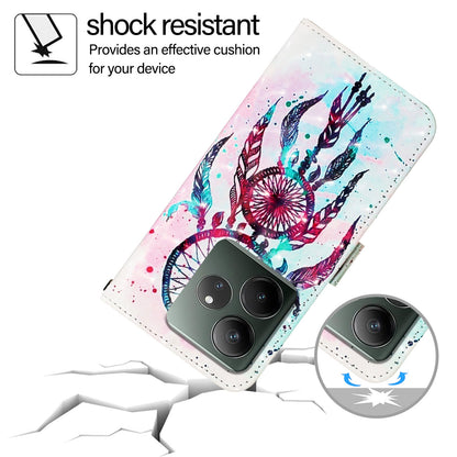 Realme GT 6 5G Global Leather Flip Phone Case with 3D Painted Design, Card Holder, Wallet & Stand Function - Durable Protection & Easy Access