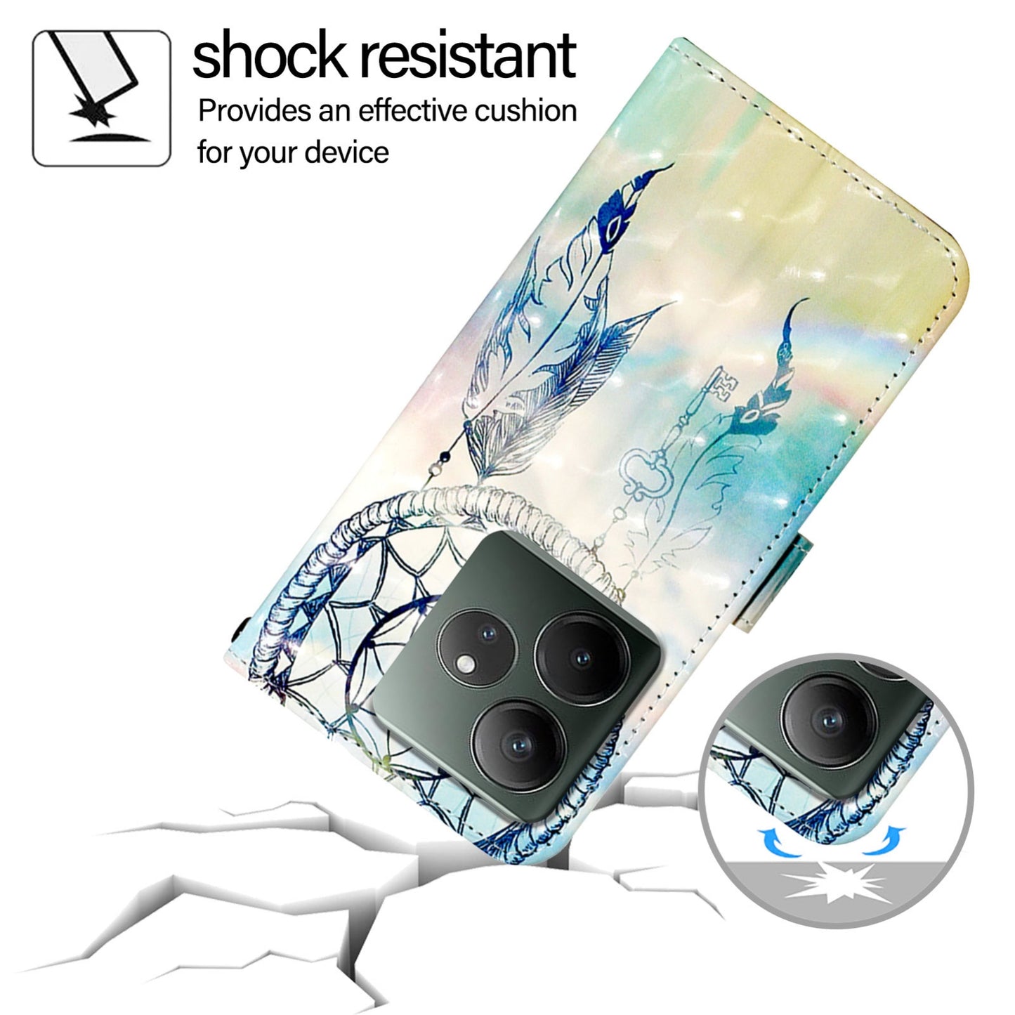 Realme GT 6T 5G Global Leather Flip Phone Case with 3D Painted Design, Card Holder, Wallet & Stand Function - Durable Protection & Easy Access