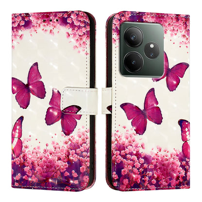 Realme GT 6T 5G Global Leather Flip Phone Case with 3D Painted Design, Card Holder, Wallet & Stand Function - Durable Protection & Easy Access