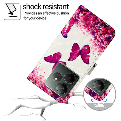 Realme GT 6 5G Global Leather Flip Phone Case with 3D Painted Design, Card Holder, Wallet & Stand Function - Durable Protection & Easy Access