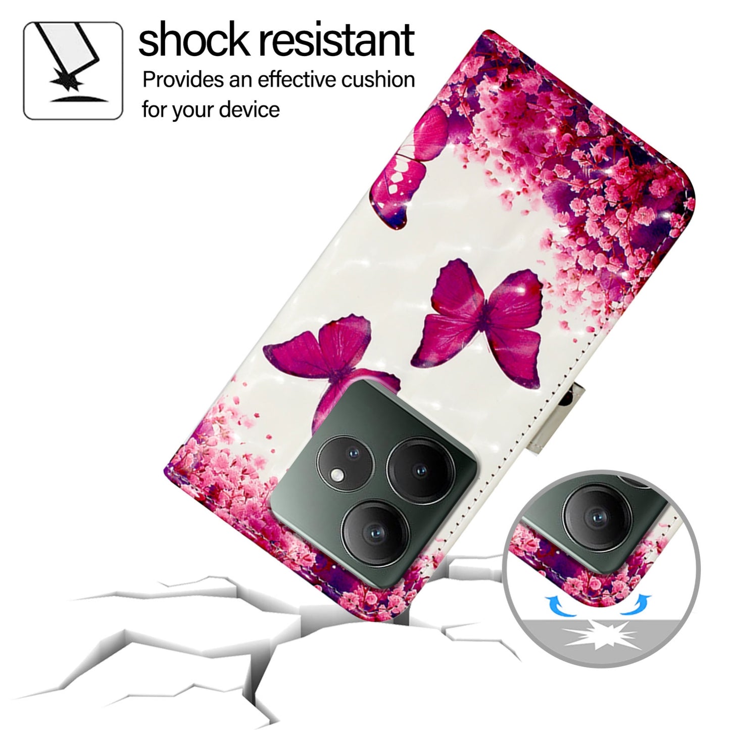 Realme GT 6T 5G Global Leather Flip Phone Case with 3D Painted Design, Card Holder, Wallet & Stand Function - Durable Protection & Easy Access