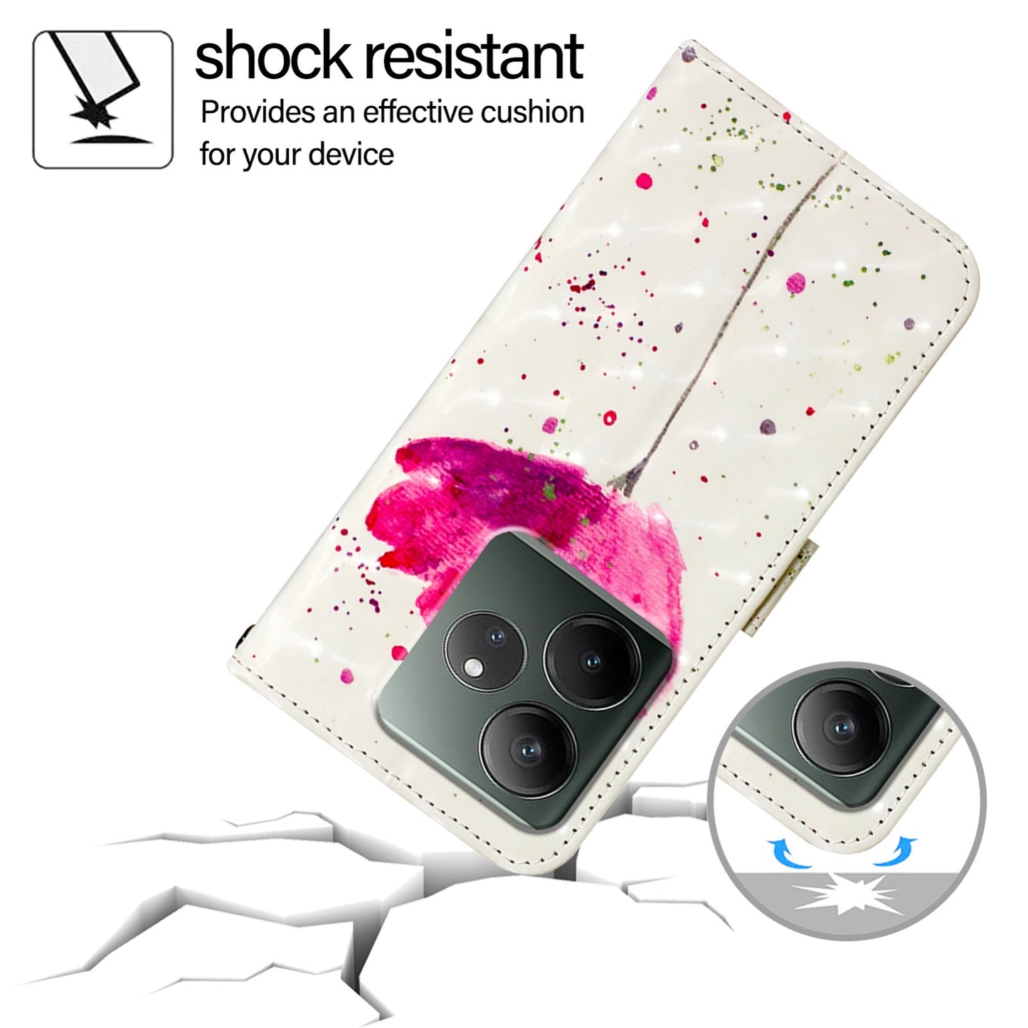 Realme GT 6 5G Global Leather Flip Phone Case with 3D Painted Design, Card Holder, Wallet & Stand Function - Durable Protection & Easy Access