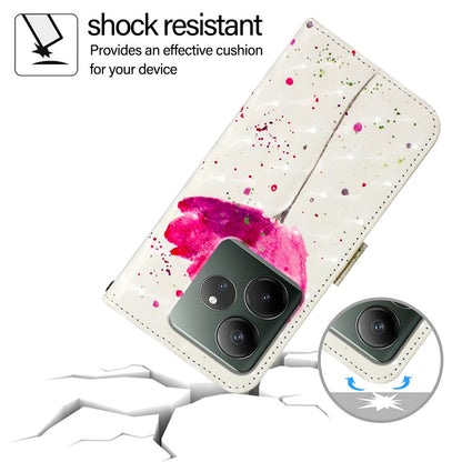 Realme GT 6 5G Global Leather Flip Phone Case with 3D Painted Design, Card Holder, Wallet & Stand Function - Durable Protection & Easy Access