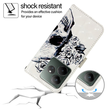 Realme GT 6T 5G Global Leather Flip Phone Case with 3D Painted Design, Card Holder, Wallet & Stand Function - Durable Protection & Easy Access