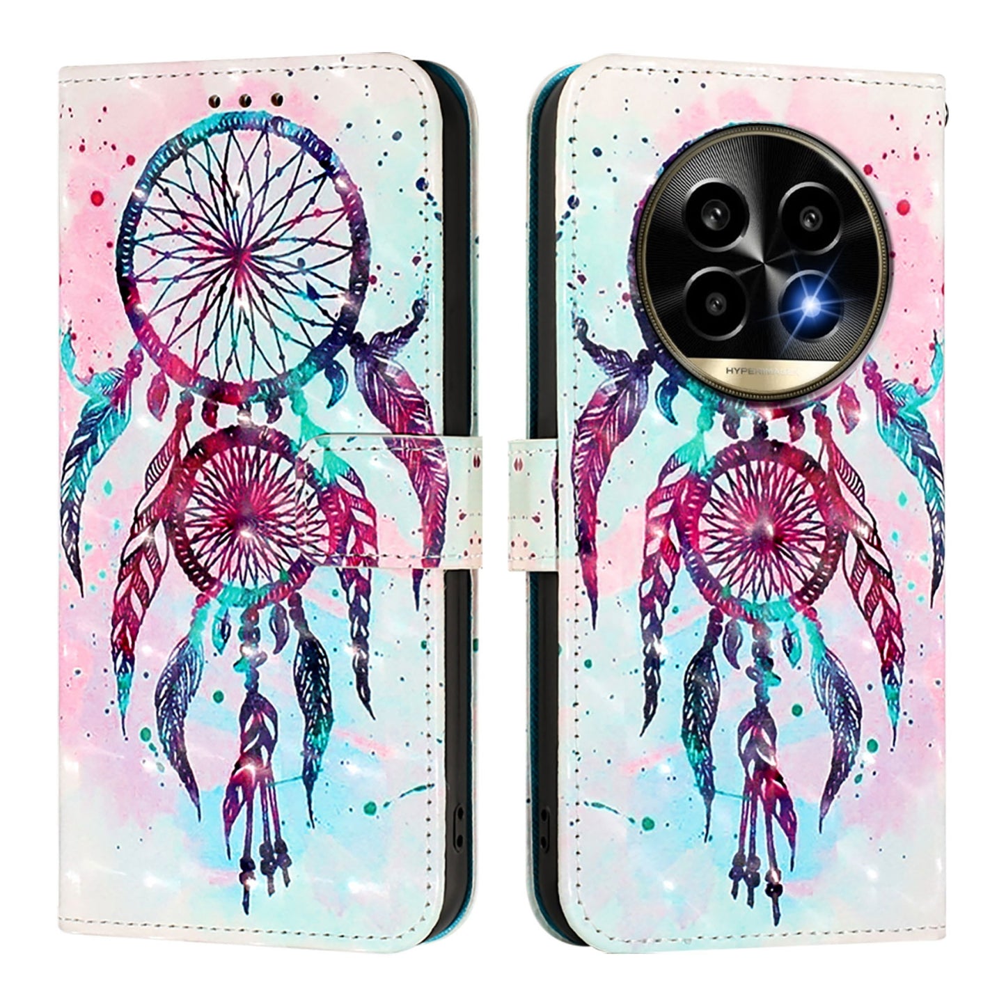 Realme 13 Pro+ 5G Leather Flip Phone Case with 3D Painted Design, Card Holder, Wallet & Stand Function - Durable Protection & Easy Access