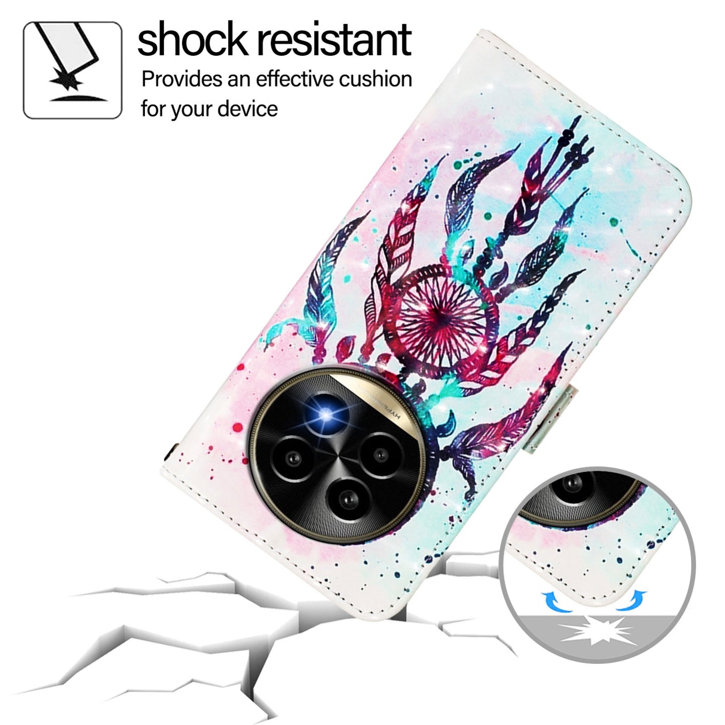 Realme 13 Pro+ 5G Leather Flip Phone Case with 3D Painted Design, Card Holder, Wallet & Stand Function - Durable Protection & Easy Access