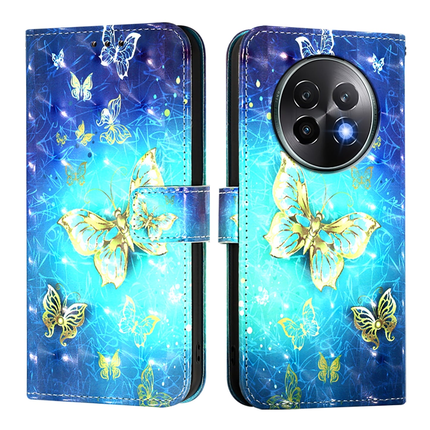 Realme 13+ 5G Global Leather Flip Phone Case with 3D Painted Design, Card Holder, Wallet & Stand Function - Durable Protection & Easy Access